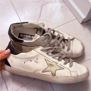 Golden Goose White and Black Star Sneakers
